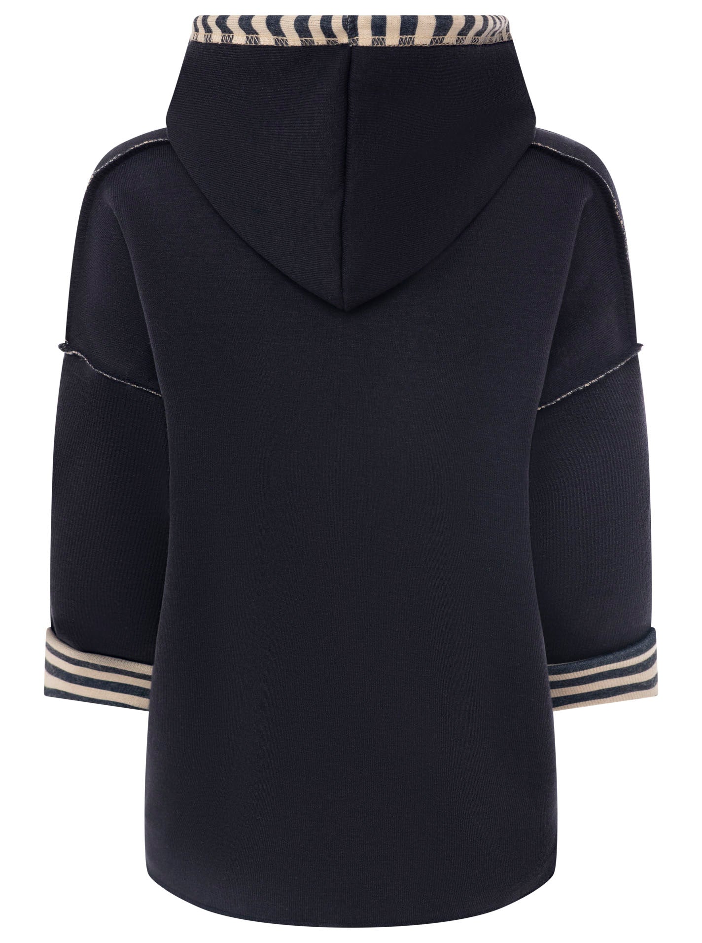 Zwillingsherz Doubleface Hoodie "Moin & Streifen" - Dunkelblau