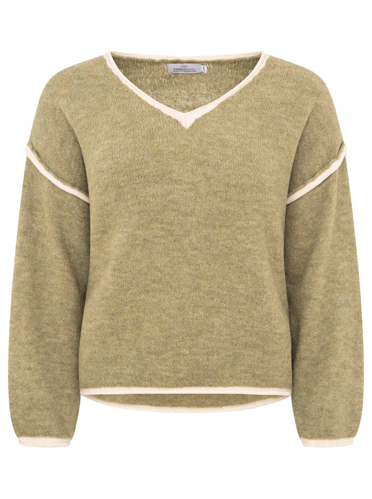 Zwillingsherz Pullover mit Naht - Khaki