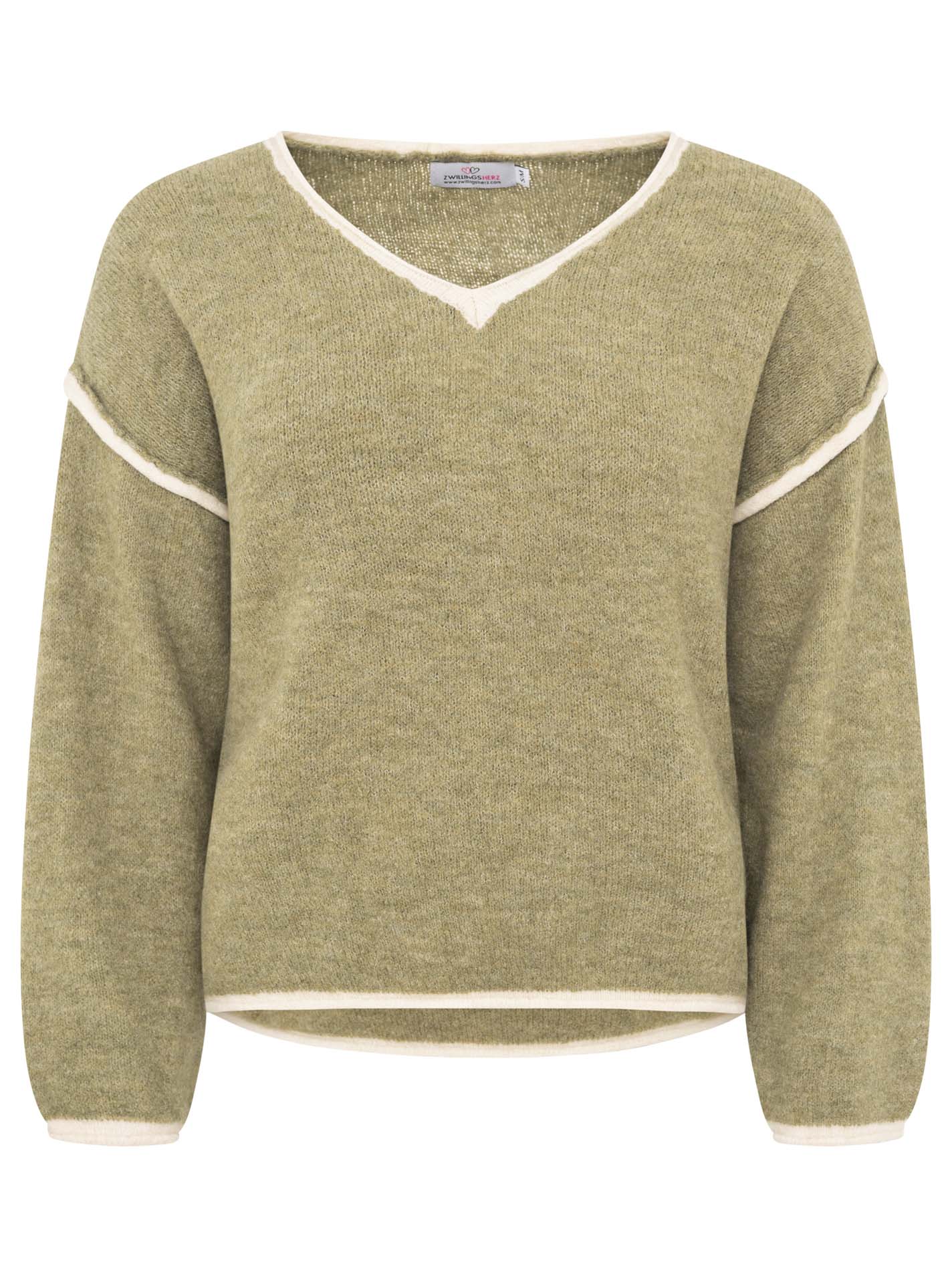 Zwillingsherz Pullover mit Naht - Khaki