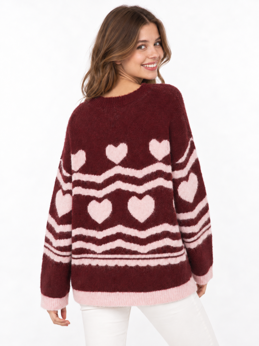 Zwillingsherz Pullover "Lovely" - Bordeaux