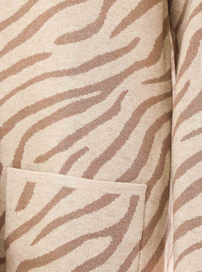 Zwillingsherz Strickjacke mit Kapuze Zebra - Beige/Orange