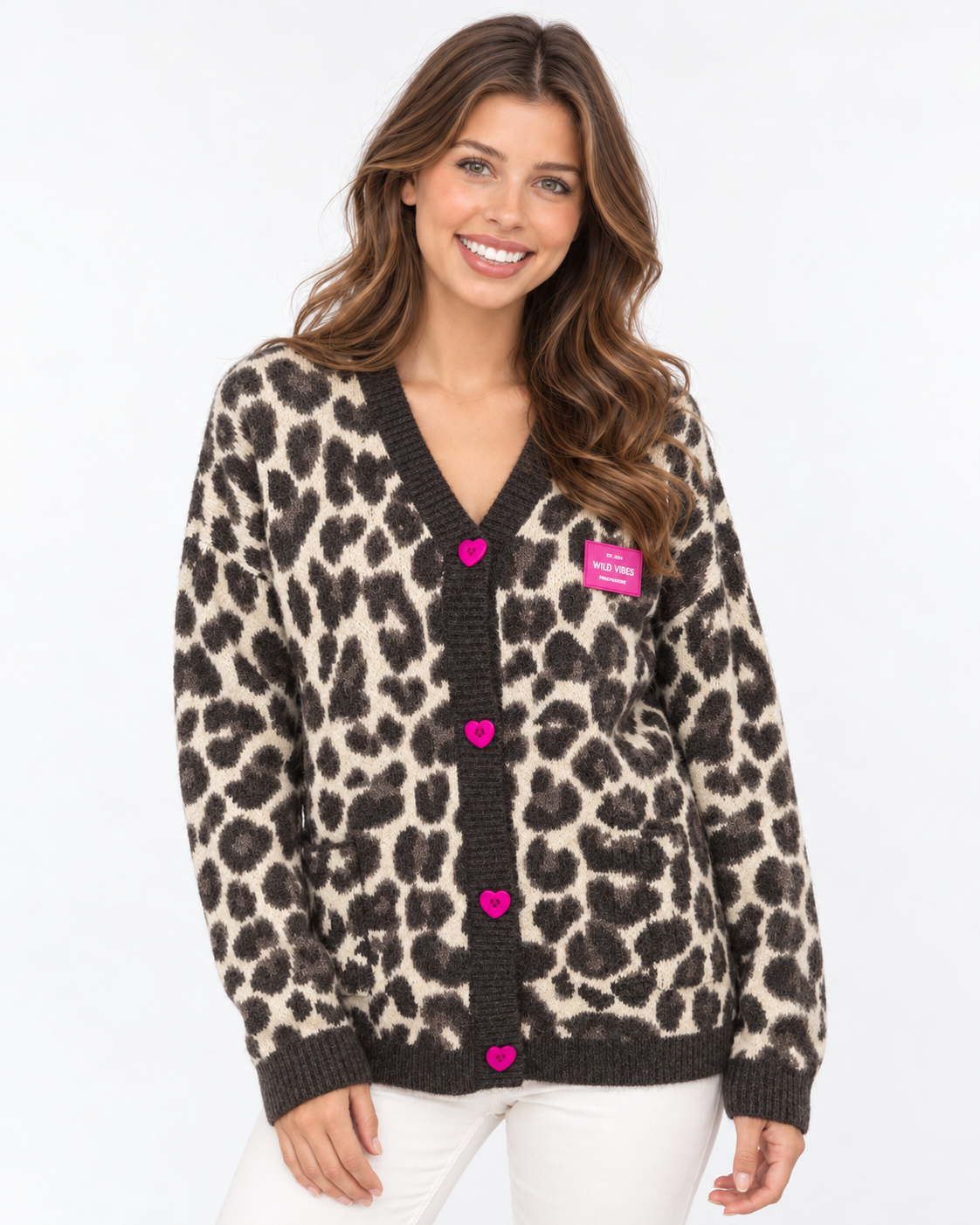 Zwillingsherz OVERSIZED CARDIGAN "LEO LOVE" - Beige