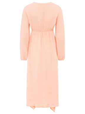 Zwillingsherz - Musselin Kleid lang - Apricot