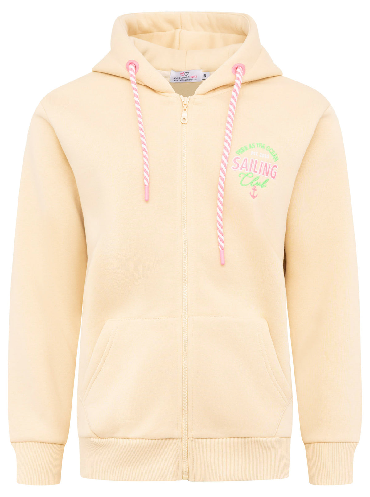 Zwillingsherz - Hoodiejacke "Free Ocean Anker" - Beige/Grün/Pink