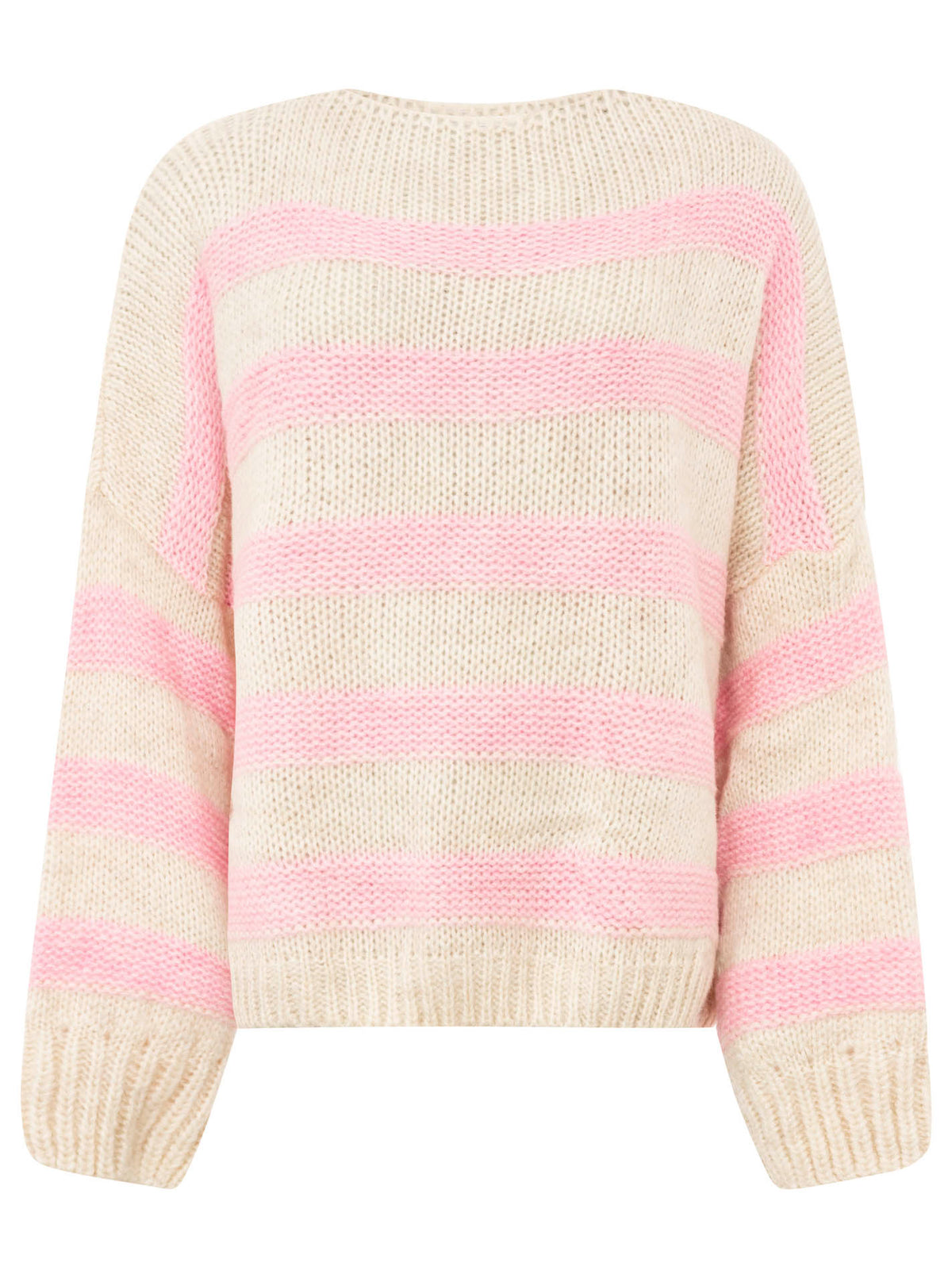 Zwillingsherz - Strickpullover Mohair Streifen - Rosa