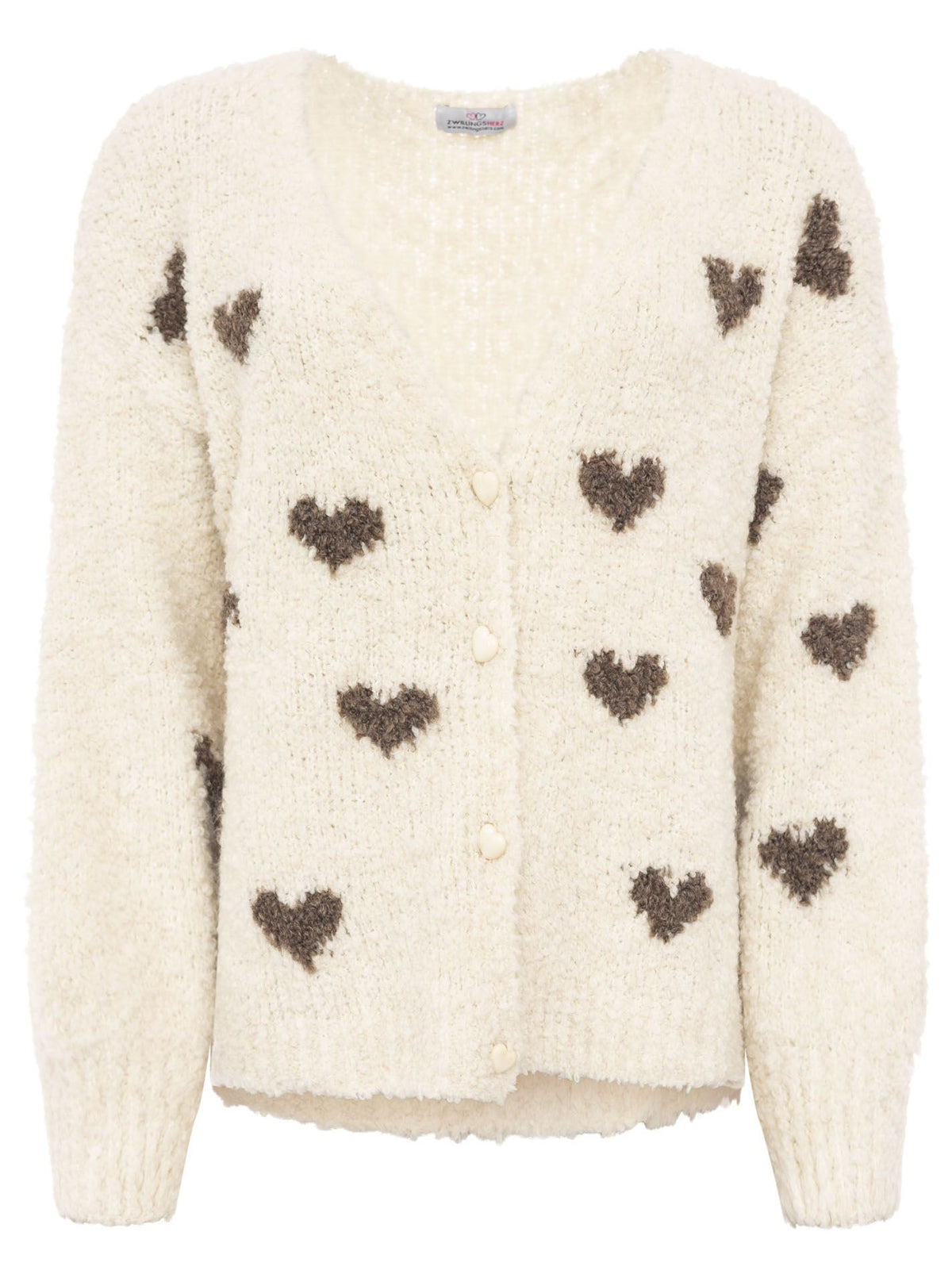 Zwillingsherz - Weicher Herz Cardigan mit Wolle - Beige