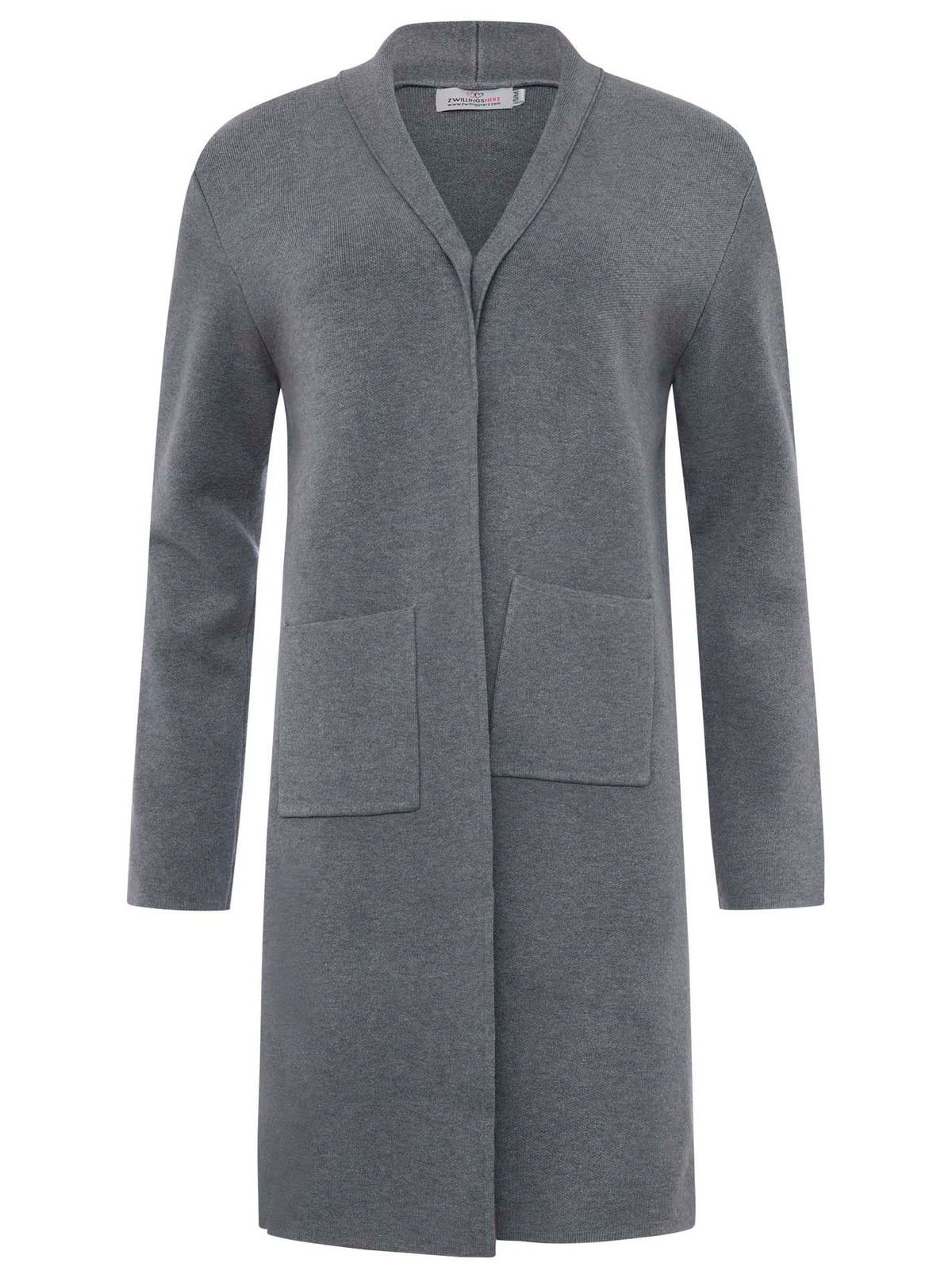 Zwillingsherz Strickjacke mit Schalkragen "Jessy" - Grau