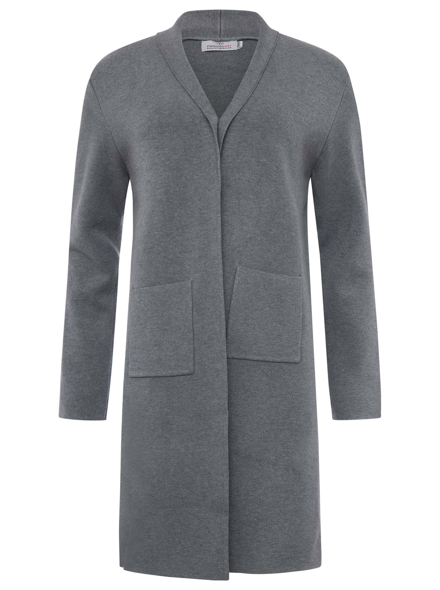 Zwillingsherz Strickjacke mit Schalkragen "Jessy" - Grau