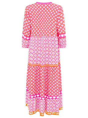 Zwillingsherz - Maxi Kleid Herz/Blumen Design Dreams  - Pink/Orange