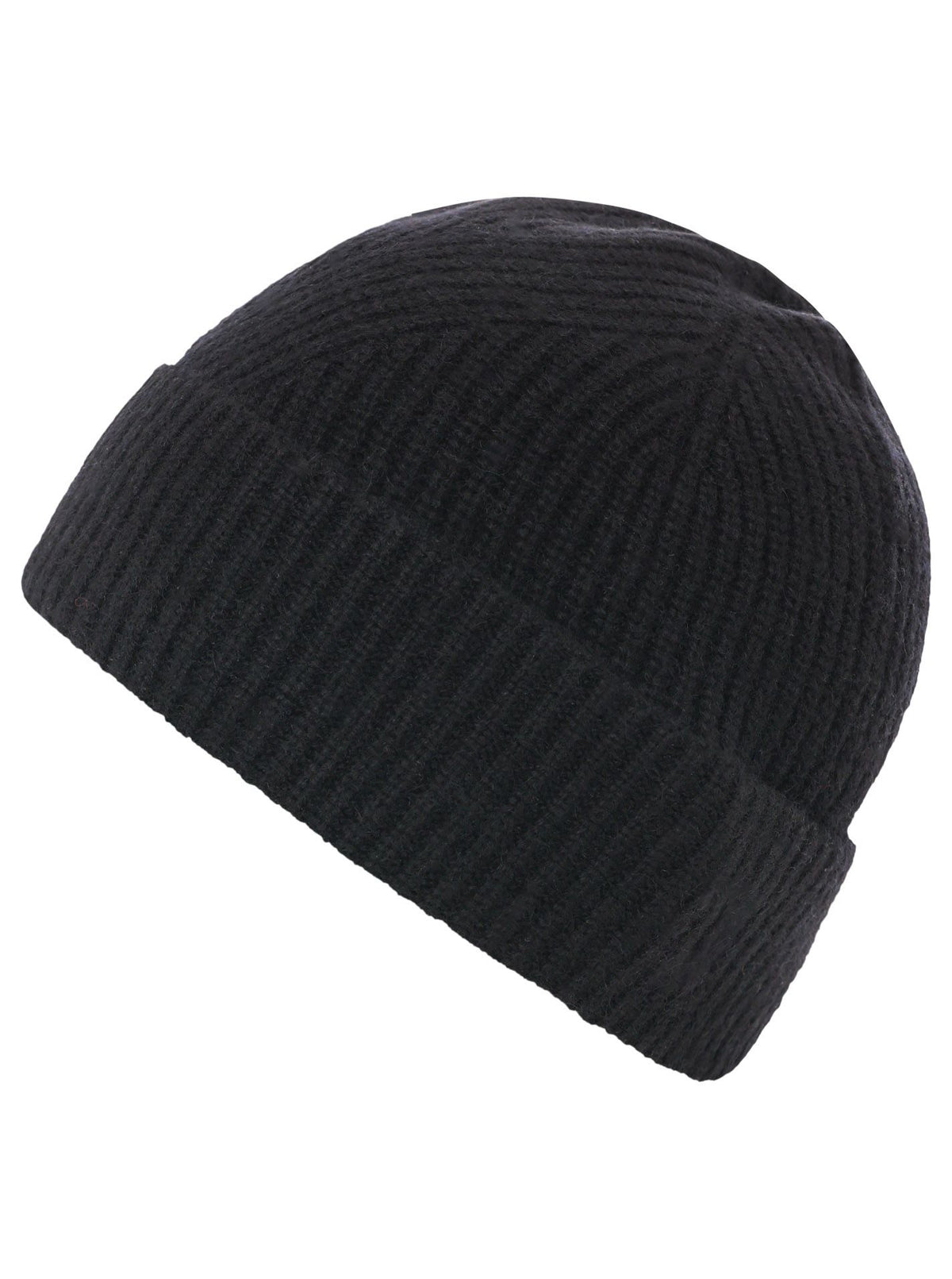 Zwillingsherz - Cashmere Rippstrick Mütze Kurz - Schwarz