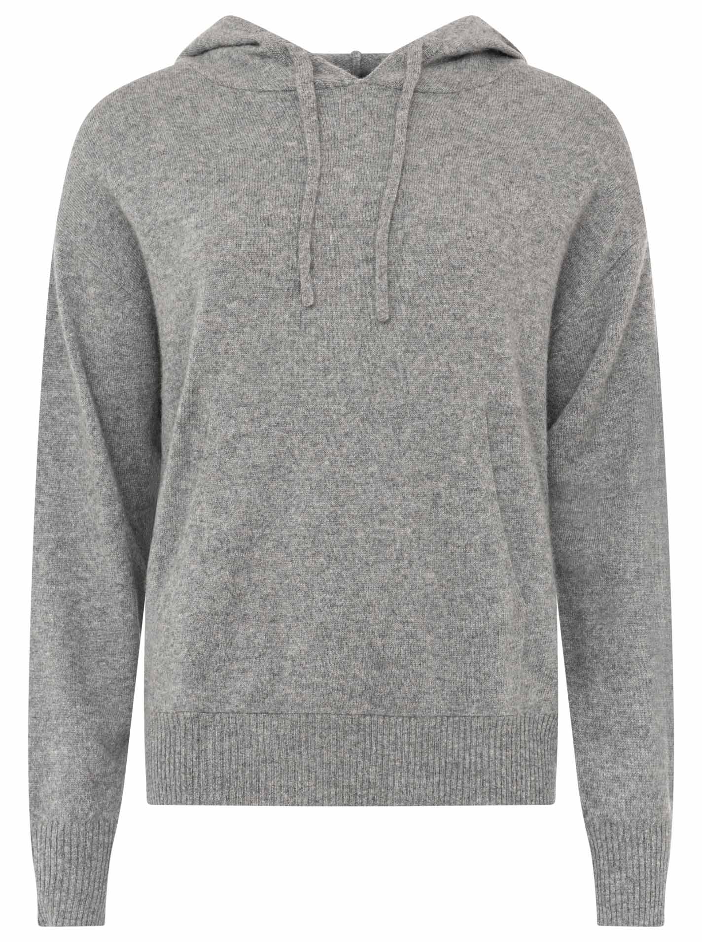 Zwillingsherz 100% Kaschmir Hoodie - Mittelgrau