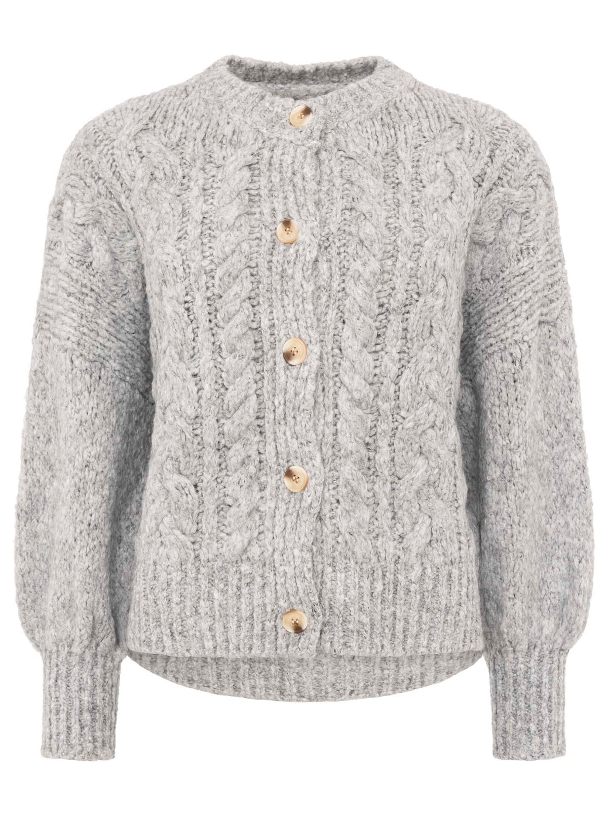 Zwillingsherz Hochwertiger Strick Cardigan Alpaka - Hellgrau