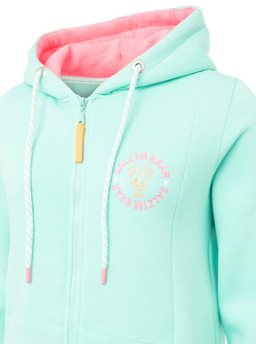 Zwillingsherz - Kapuzen-Sweatjacke / Hoodiemantel "Moin Meer Küste" - Mint/Pink (NEU)