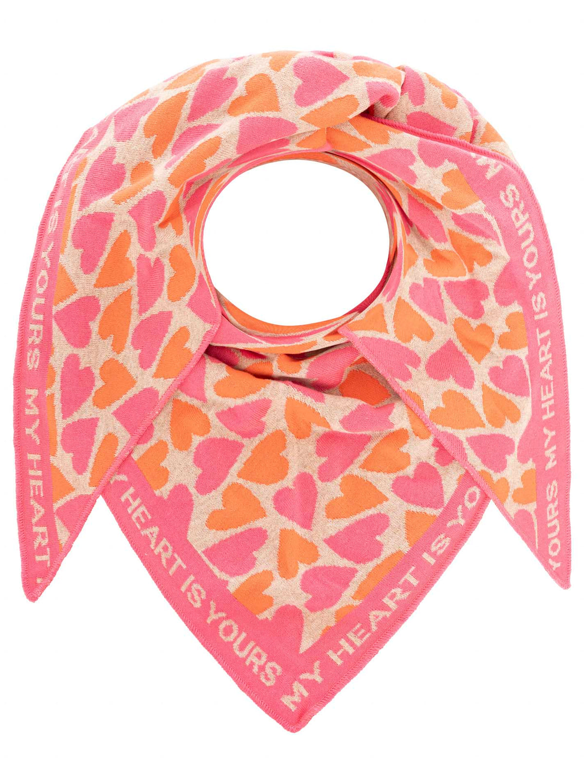 Zwillingsherz - Dreieckstuch "Multi Herz" Baumwolle - Pink/Orange