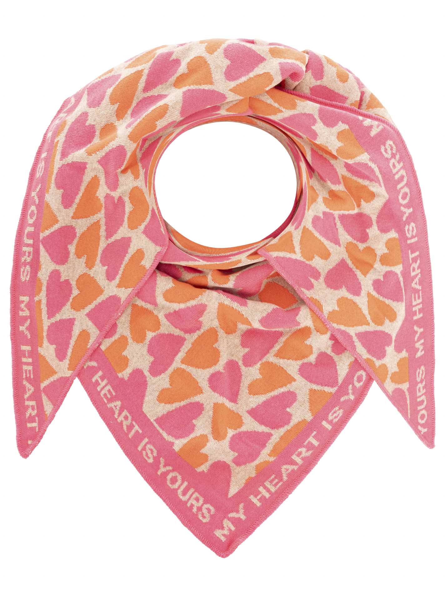 Zwillingsherz - Dreieckstuch "Multi Herz" Baumwolle - Pink/Orange