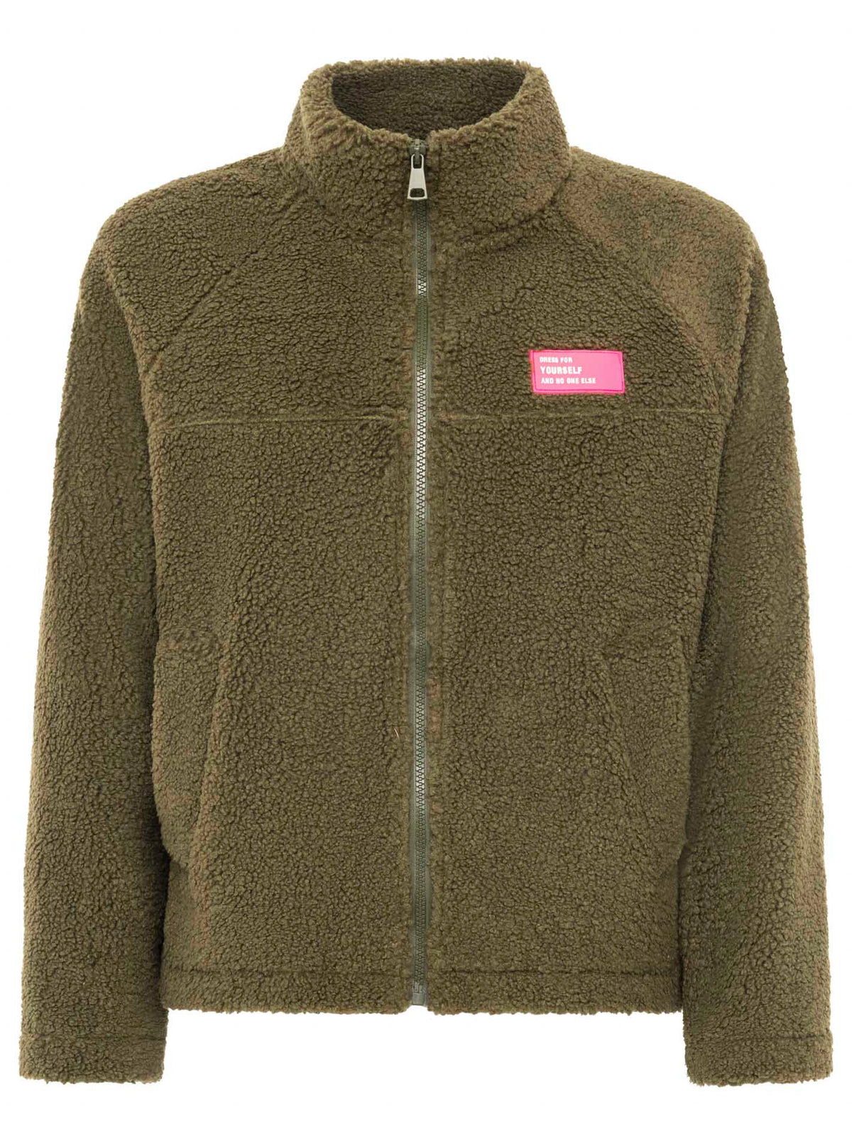 Zwillingsherz Teddy Fleece Jacke - Khaki