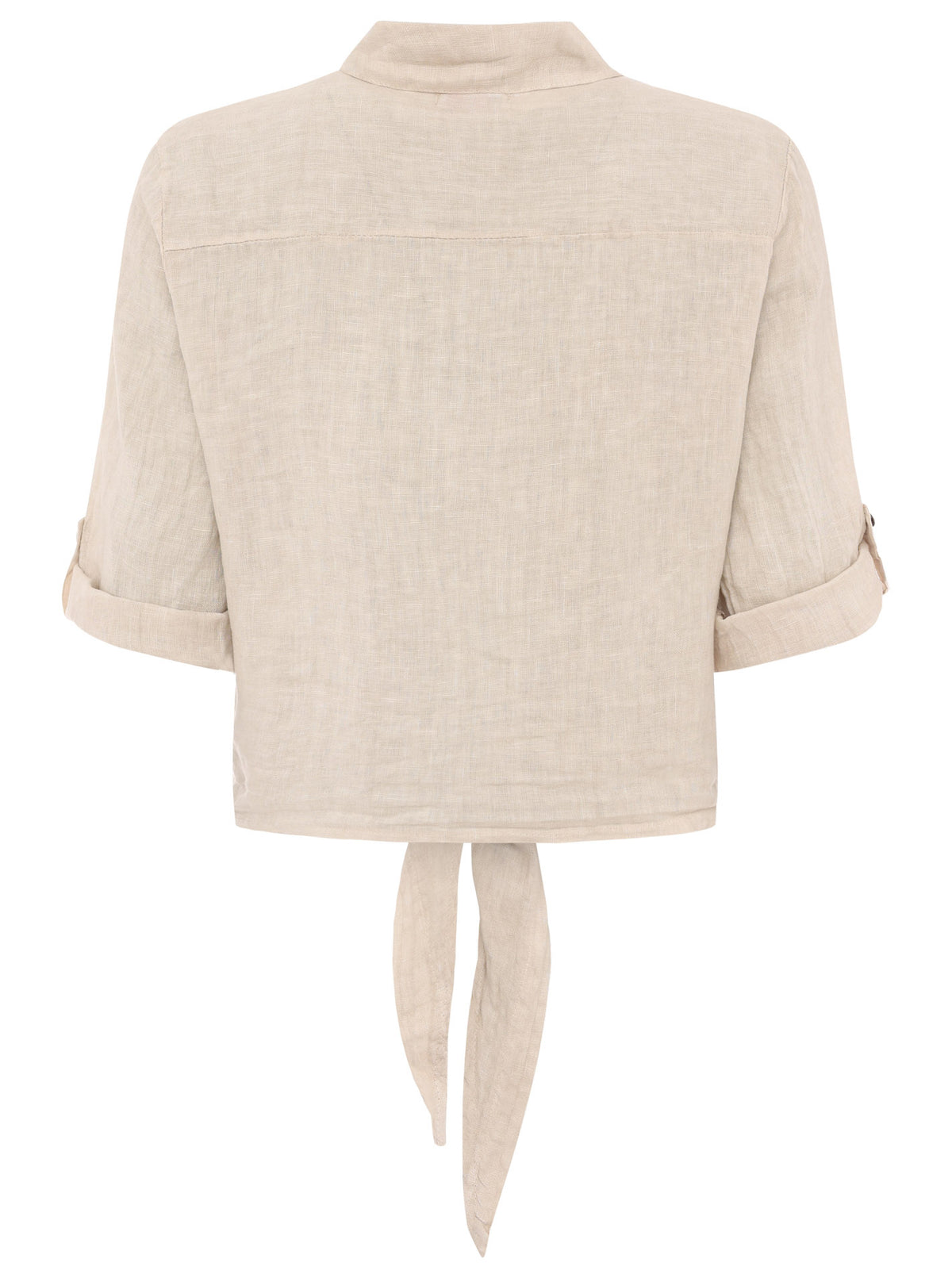 Zwillingsherz - 100% Leinen Bluse mit Knopfleiste - Beige