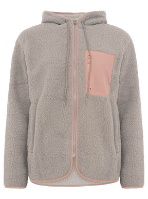 Zwillingsherz - Teddyjacke/Hoodie mit Kapuze - Hellgrau