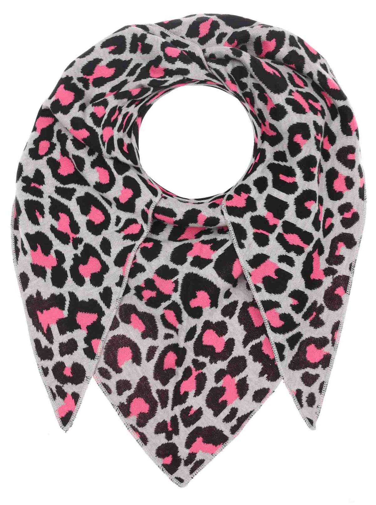 Zwillingsherz Schal - Dreieckstuch "Leo" Baumwolle - Grau/Pink
