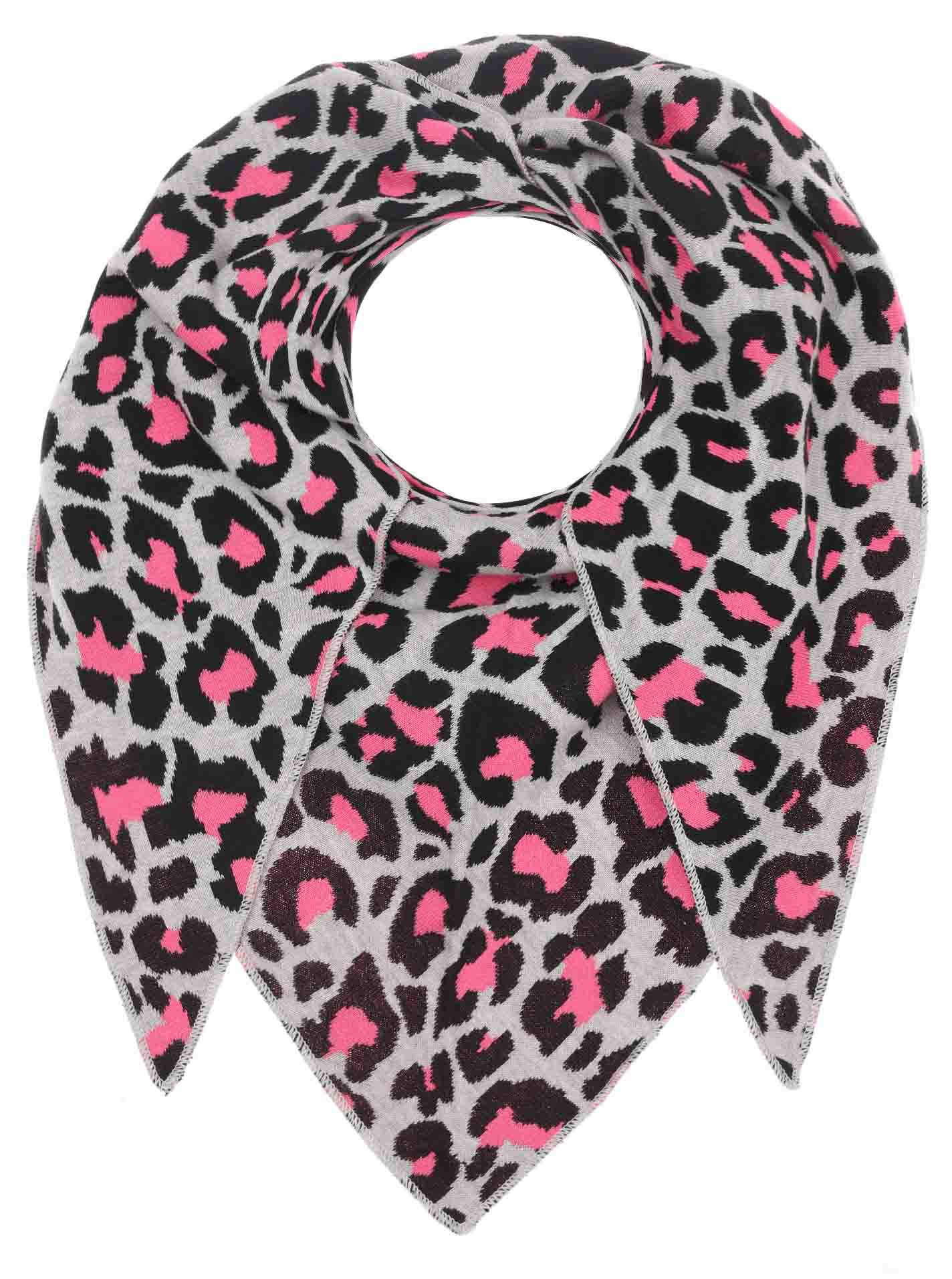 Zwillingsherz Schal - Dreieckstuch "Leo" Baumwolle - Grau/Pink