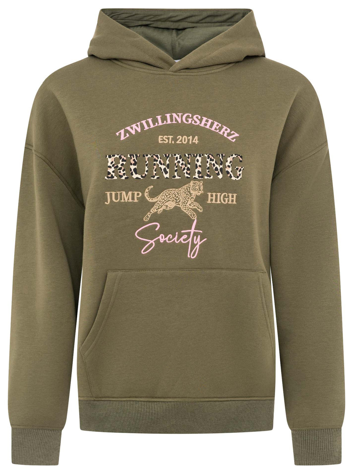 Zwillingsherz - Hoodie "Running Leo" - Khaki