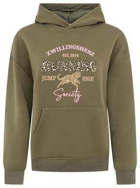 Zwillingsherz - Hoodie "Running Leo" - Khaki