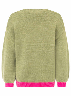 Zwillingsherz Pullover Wollmix Smile More - Olive