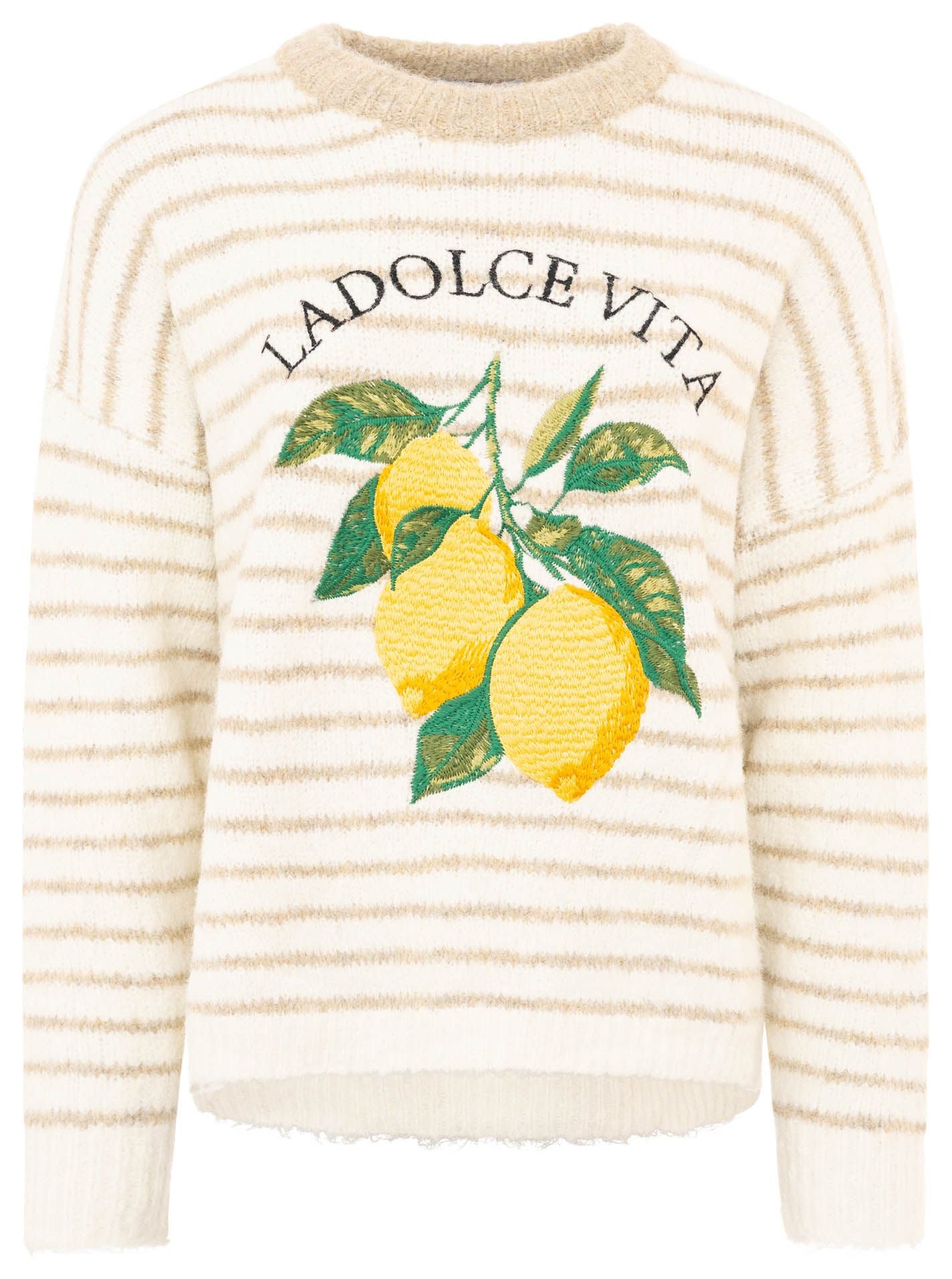 Zwillingsherz Pullover mit Streifen Dolce Vita - Beige