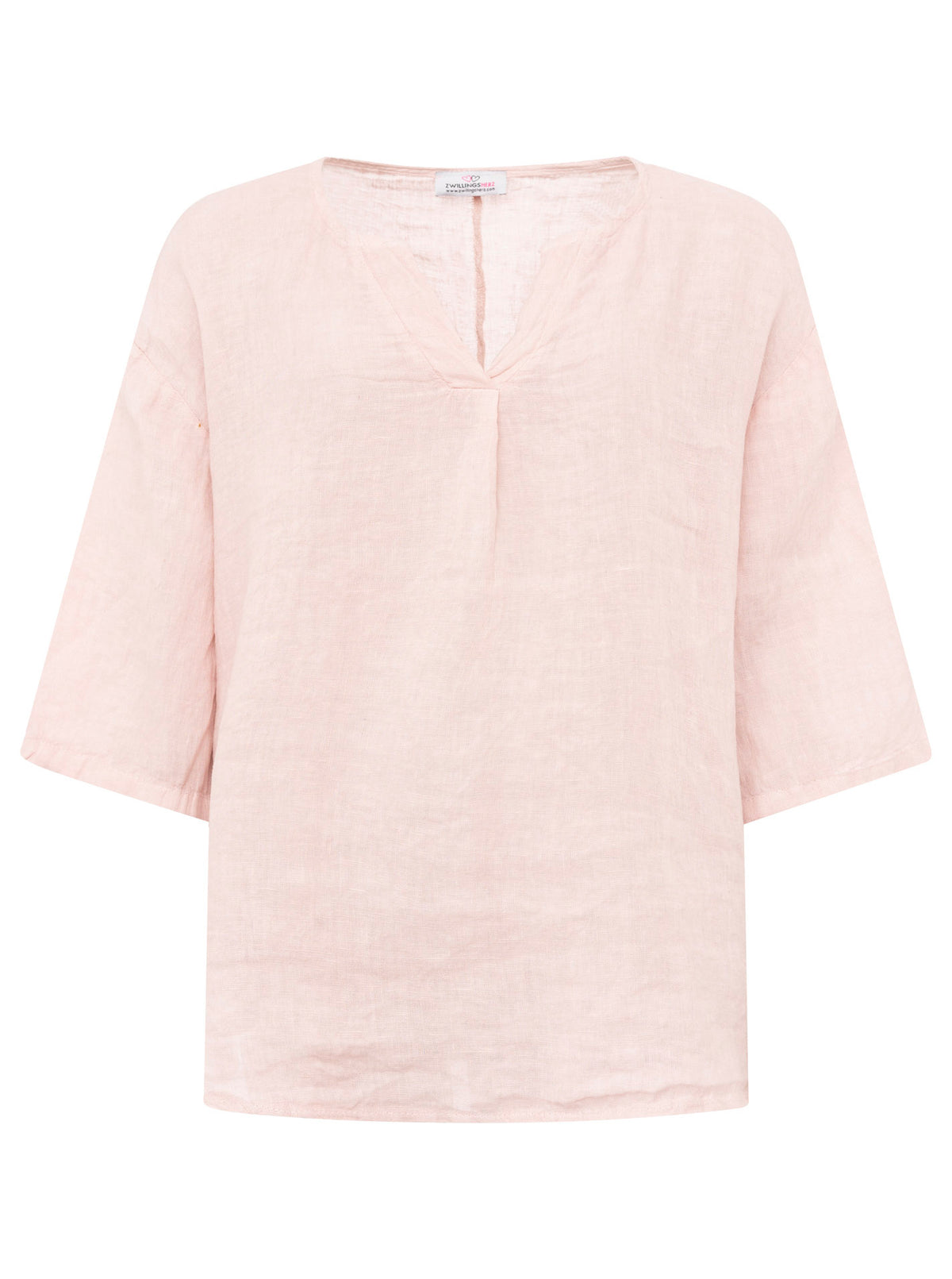 Zwillingsherz - 100% Leinen Bluse "V-Ausschnitt" - Altrosa