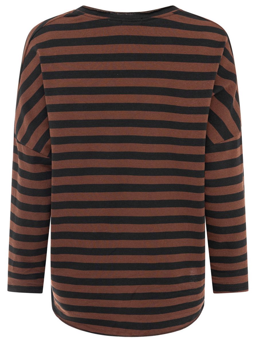Zwillingsherz - Sweatshirt V-Neck "Streifen & Jersey" - Braun