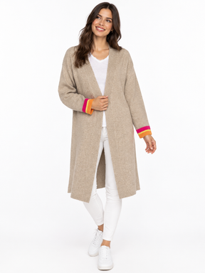 Zwillingsherz Long Cardigan "Love Hope" - Beige