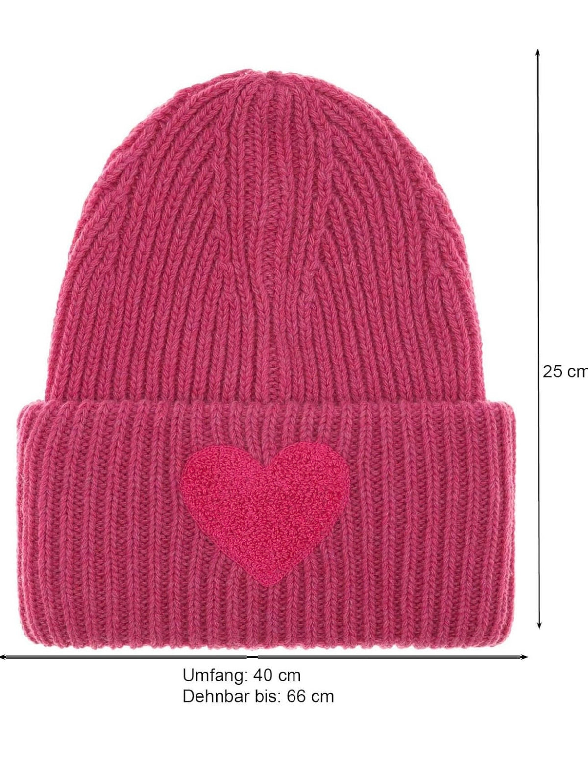 Zwillingsherz - Mütze mit Umschlag "Herz" - Pink