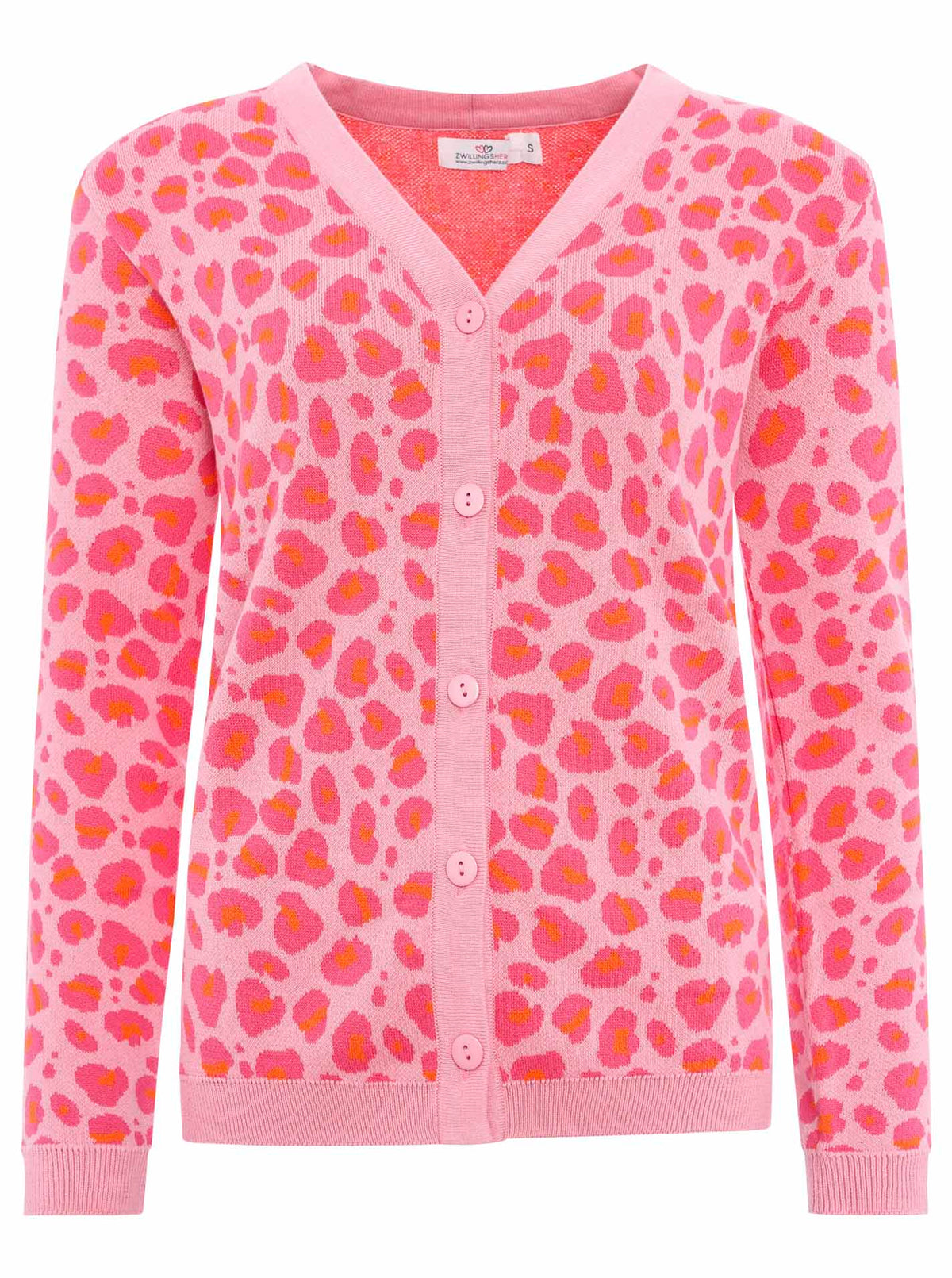 Zwillingsherz - Cardigan gestrickter Leo/Leopard - Pink