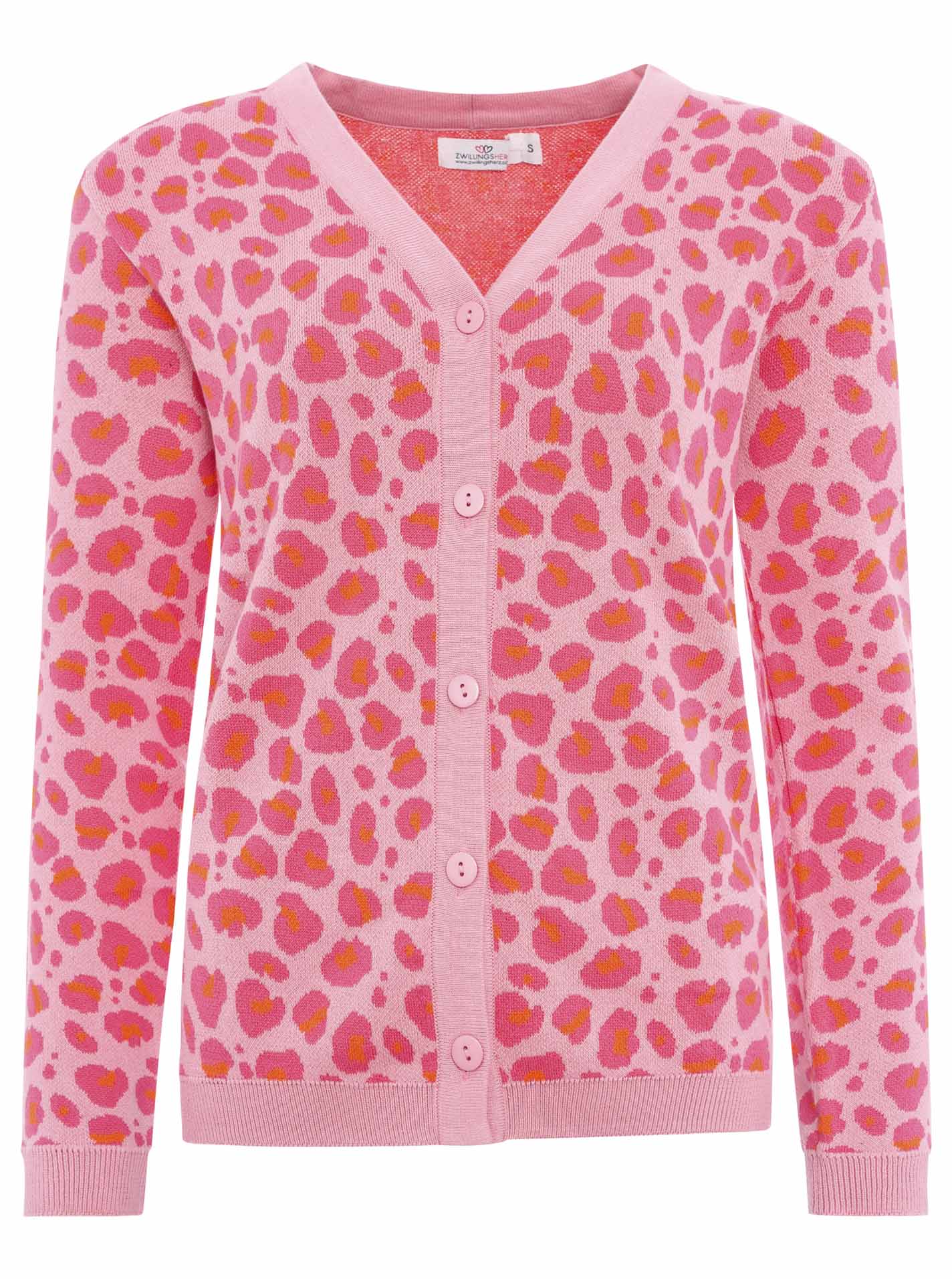 Zwillingsherz - Cardigan gestrickter Leo/Leopard - Pink