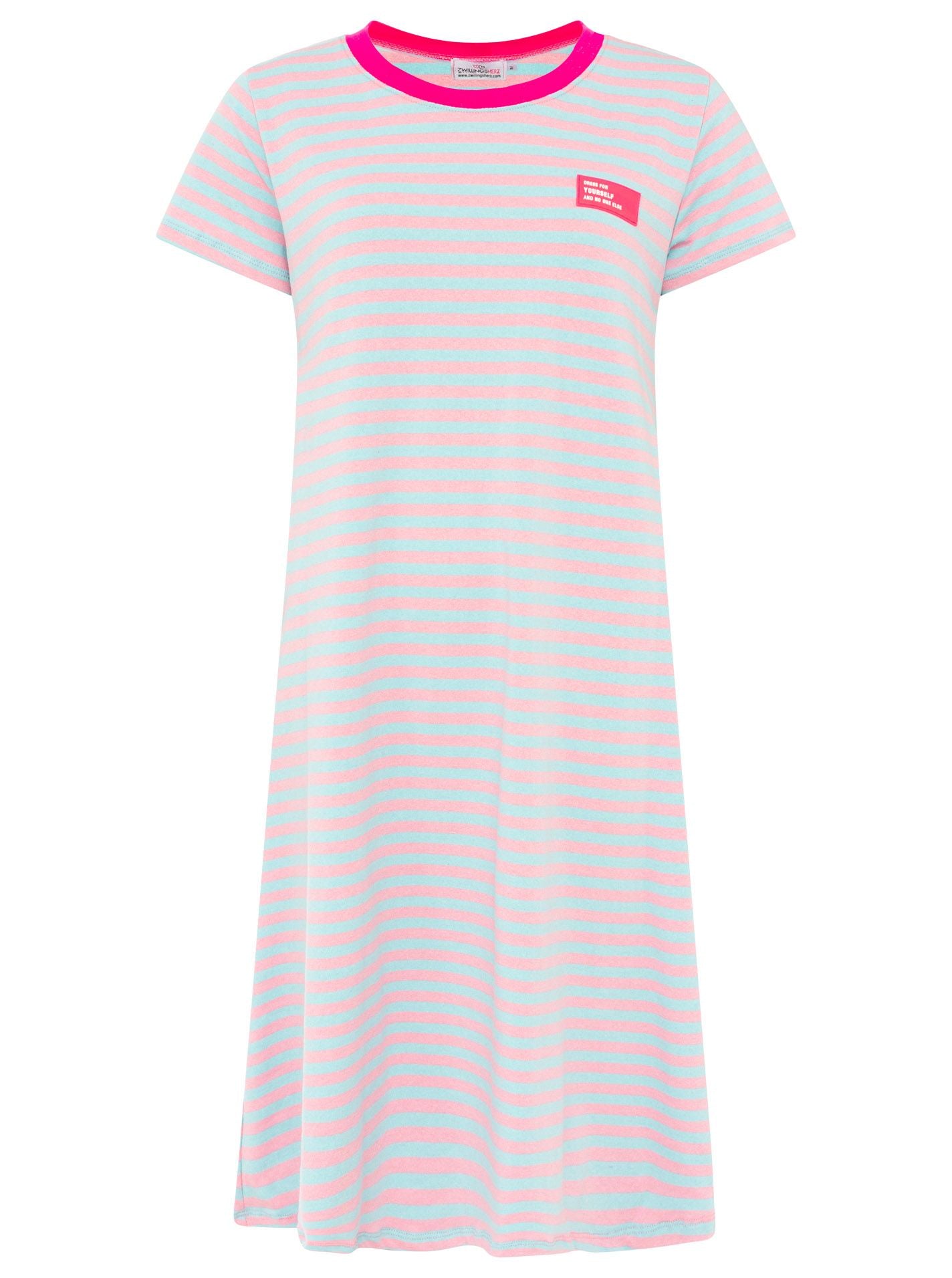 Zwillingsherz - Sweat Kleid "Neon Streifen" - Türkis