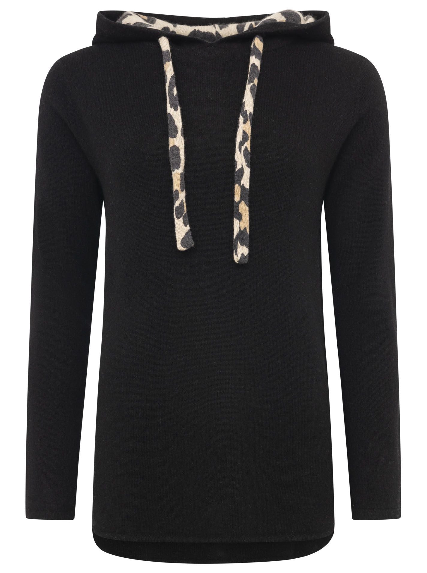 Zwillingsherz Kaschmir / Cashmere Hoodie Leo - Schwarz