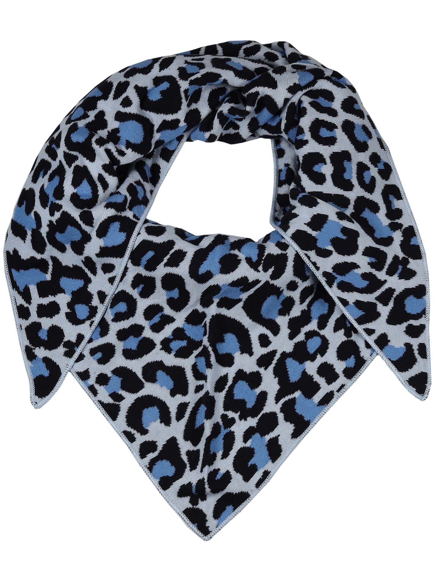 Zwillingsherz - Dreieckstuch "Leopard" Baumwolle - Blau