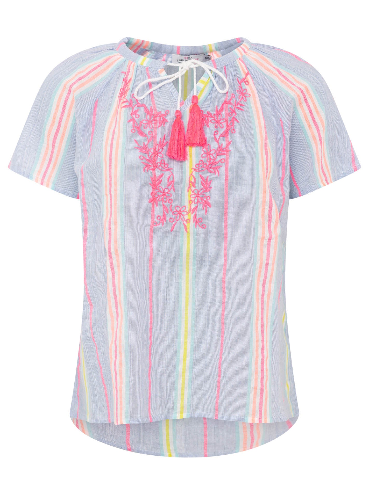 Zwillingsherz - Kurzarmbluse Summer Stripes - Blau