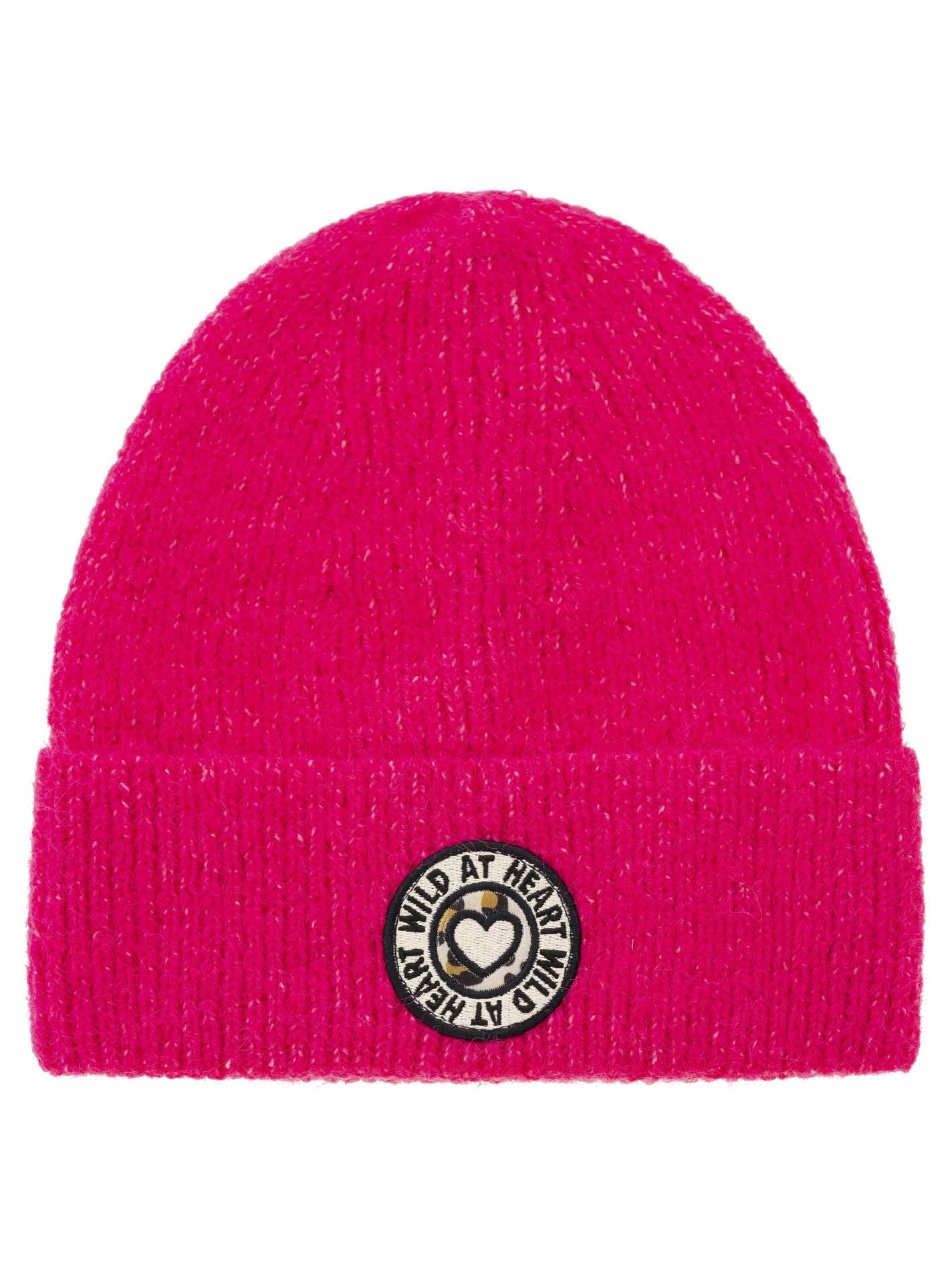 Zwillingsherz Umschlagmütze Wolle “Wild at Heart Leo” - Pink