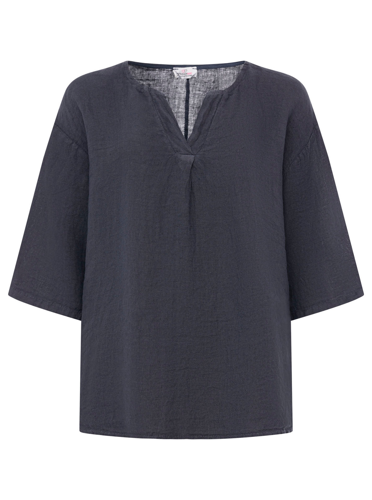 Zwillingsherz - 100% Leinen Bluse "V-Ausschnitt" - Navy