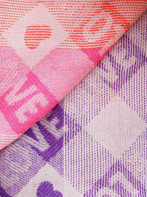 Zwillingsherz - Viereckstuch/Schal "Joulina Love" Baumwolle - Pink