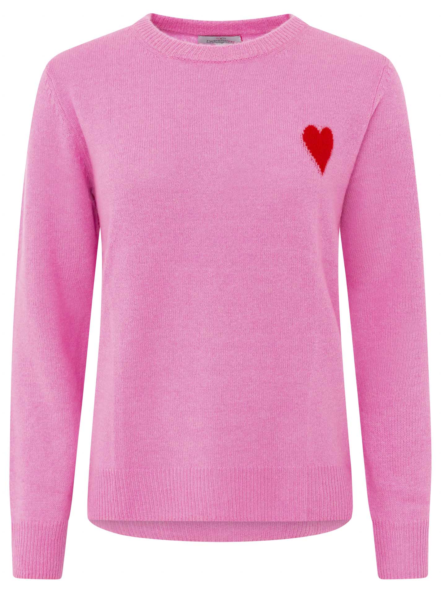 Zwillingsherz 100% Kaschmir / Cashmere Pullover Herzchen - Pink
