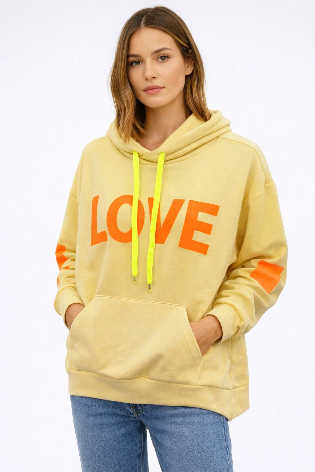 Flair - Leichter Hoodie Neon "Love" - Gelb