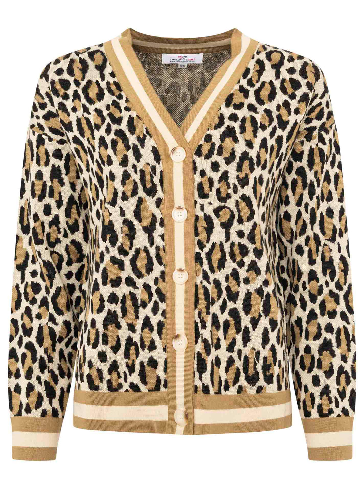 Zwillingsherz -  Sweat Cardigan Leo/Leopard - Beige