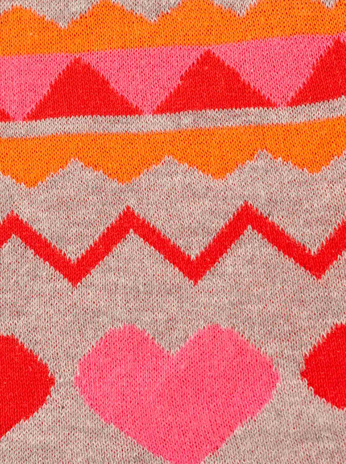 Zwillingsherz Dreieckstuch Herzen ZickZack Grau Detail