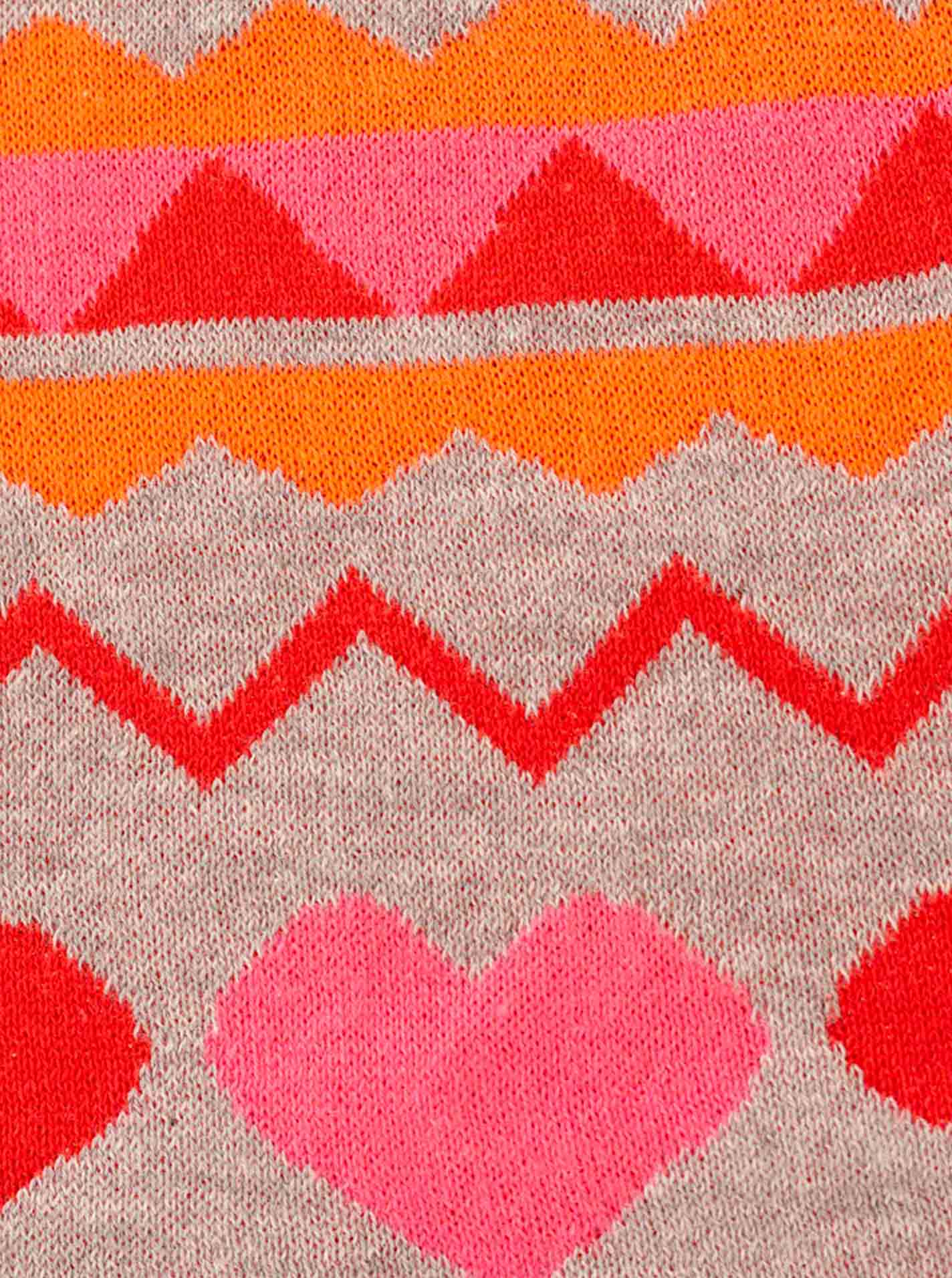 Zwillingsherz Dreieckstuch Herzen ZickZack Grau Detail