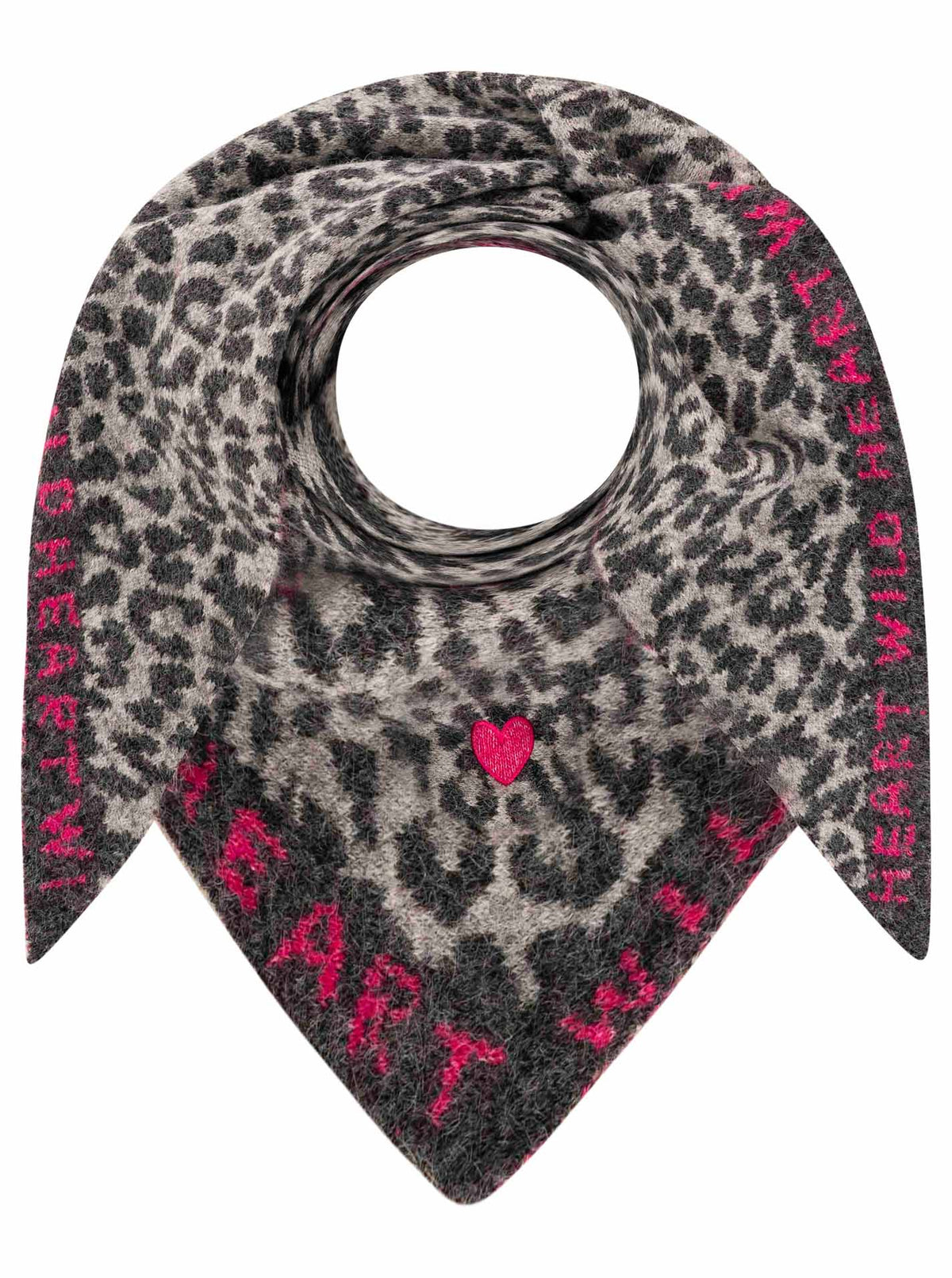 Zwillingsherz Dreieckstuch Strick Wild Heart Grau Detail