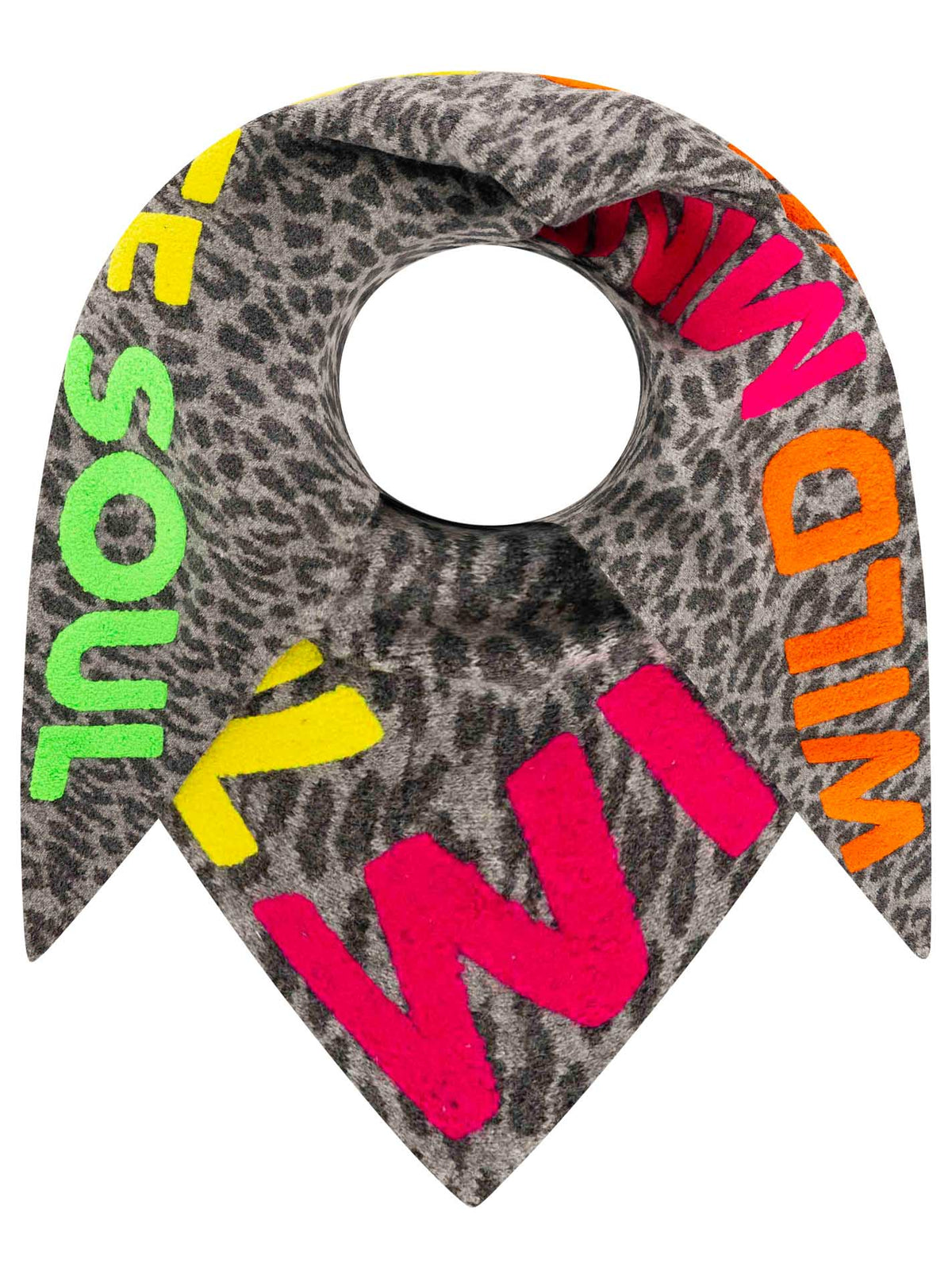 Zwillingsherz Dreieckstuch Strick Wild Leo Grau Detail