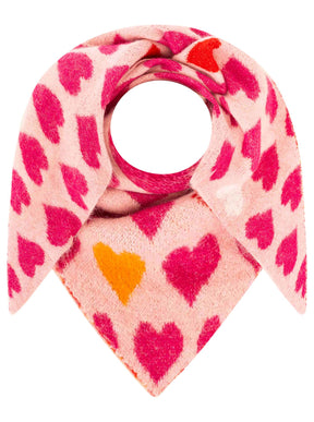 Zwillingsherz - Dreieckstuch Strick "Hearts" - Rosa