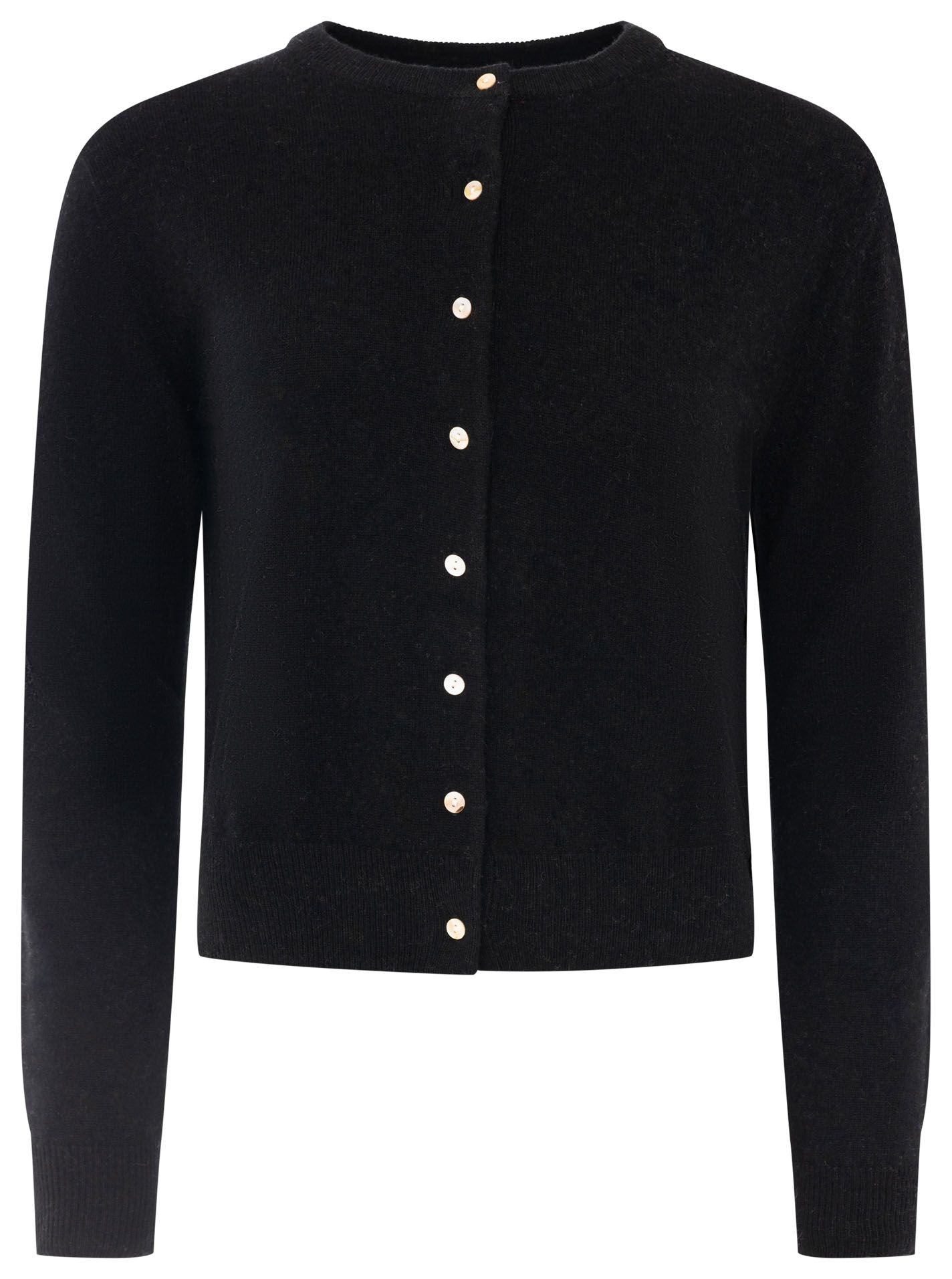 Zwillingsherz Kaschmir Strickjacke Perlmutt (100% Cashmere) - Schwarz